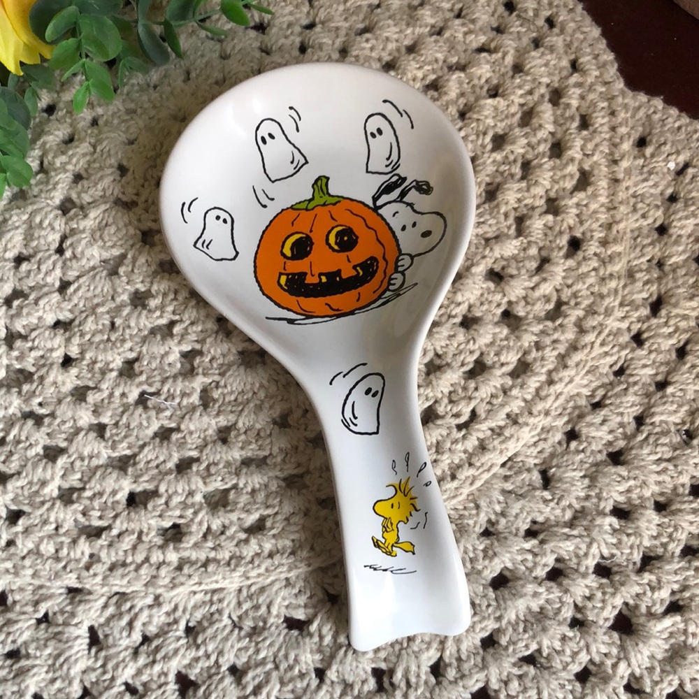 Peanuts Halloween Snoopy & Woodstock Ceramic Spoon Rest - White